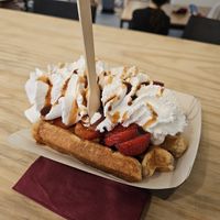 Strawberries, whipped cream, Sirop de Liège at VeganWaf in Brussels