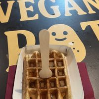 Waffle with salty caramel sauce  at VeganWaf in Brussels
