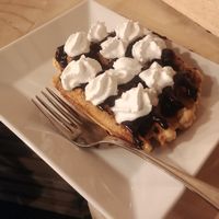 Waffles with chocolate and whipped cream at VeganWaf in Brussels
