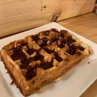 Vegan waffle with Belgian chocolate at VeganWaf in Brussels
