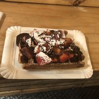 Chocolate strawberry waffles at VeganWaf in Brussels