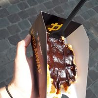 Waffle with chocolate sauce at VeganWaf in Brussels