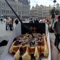 Chocolate sauce waffle at VeganWaf in Brussels