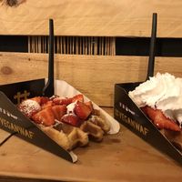 Strawberry and cream at VeganWaf in Brussels