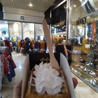 Vegan waffle with whipped cream at VeganWaf in Brussels