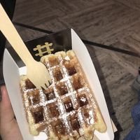 with caramel sauce at VeganWaf in Brussels
