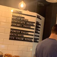 The menu/prices at VeganWaf in Brussels