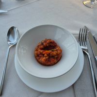 Entreé farro con pomodoro fresco e origano at Lorens in Massa