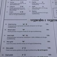 standard menu at Indiska Köket in Jonkoping