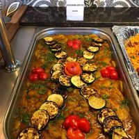 Zucchini stew, vegan at Indiska Köket in Jonkoping