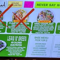 Menu 2/2 (Apr 22, non vegan items crossed out)  at Fishbowl in Sydney