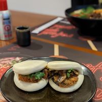Mixed mushroom and aubergine bao bun at Wagamama - Crowne Plaza Hotel in Dubai