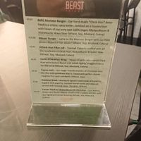 Menu at Beast Eatery in Dublin