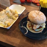 Garlic cheese fries, and Beast Burger yo at Beast Eatery in Dublin