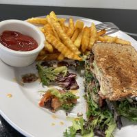 BLT with fries. I ate half the sandwich and some fries before I took the picture. Really delicious.    at Can't Believe It's Vegan  in Westerville