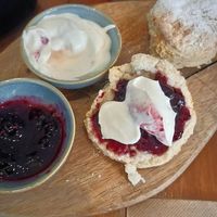 Vegan cream, scone, jam at The Trail Cafe in Mount Evelyn