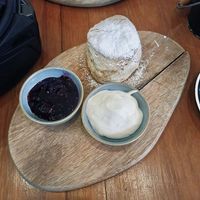 Vegan cream, scone, jam at The Trail Cafe in Mount Evelyn