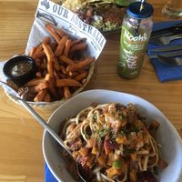 Burrito bowl, sweet potato fries, pumpkin pasta  at Mika in Airlie Beach
