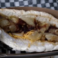 Vegan hot dog with beyond meat sausage at Dirty Dogs in Montreal
