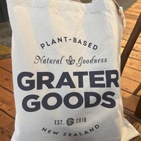 There’s a small deli where you can shop for vegan items and they sell these cool bags too!   at GG Bistro in Christchurch
