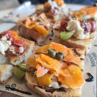 Bruschetta with vegan feta and vegan smoked salmon at GG Bistro in Christchurch
