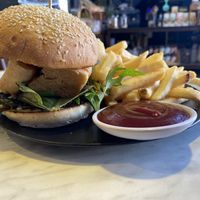 KFT burger and fries   at GG Bistro in Christchurch
