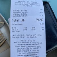 Receipt  at Tibits in Lausanne