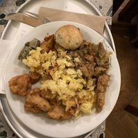 Zürcher geschnetzeltes, potato, cauliflower at Tibits in Lausanne