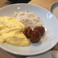 Vegan dessert- mango mousse, bircher and chestnuts  at Tibits in Lausanne