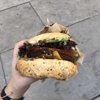 Maui burger!  at Aloha Vegan Delights - Maria Cristina in Valencia