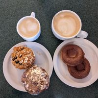 vegan muffins and donuts, oat milk cappuccino and latte ☕️  at Macy's European Coffeehouse in Flagstaff