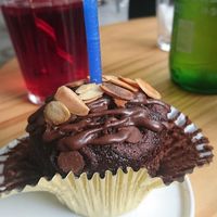 Almond and chocolate cupcake at Casinha Cafe in Brasilia