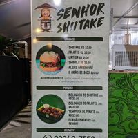 The options and price at Senhor Shiitake in Joinville