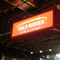Sign at Halo Burger in South West London