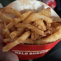 crispy onions  at Halo Burger in South West London