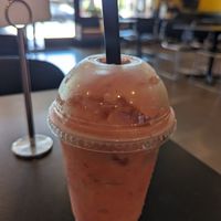 Strawberry smoothie at Vegan Plate in Roseville
