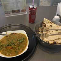  Vegan curry and vegan Nan.  at Nirvana The Veg Cafe in Bodhgaya