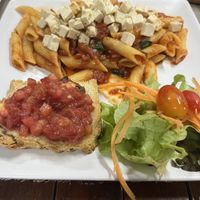 Penne with vegan feta  at La Pizzeria in Koh Tao