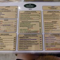 Menu at La Pizzeria in Koh Tao