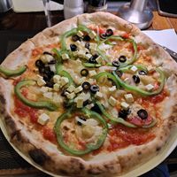 Vegan greek pizza at La Pizzeria in Koh Tao