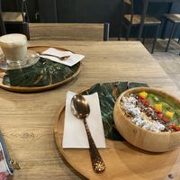 Almond cappuccino with green detox bowl 👍🏻👍🏻 at Fruit Fusion in Phuket