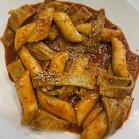 Mix of Korean rice cakes and fake meats. Spicy!  at Maru JaYeonSik Kimbap in Seoul