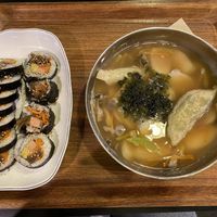 Soy Ham Kimbap and Ricecake Mandu Soup  at Maru JaYeonSik Kimbap in Seoul