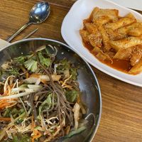 Bibimmemilguksu and Tteokbokki  at Maru JaYeonSik Kimbap in Seoul