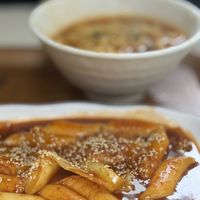 Close up tteokbokki and ramen   at Maru JaYeonSik Kimbap in Seoul
