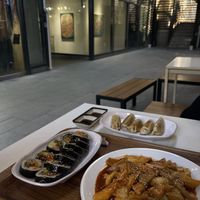 Tofu Gimbap, Tteokbokkie and fried mandu~  at Maru JaYeonSik Kimbap in Seoul