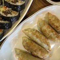 Fried dumplings and kimbap  at Maru JaYeonSik Kimbap in Seoul