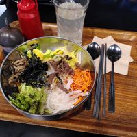 Bibimbap and lemon juice at Maru JaYeonSik Kimbap in Seoul