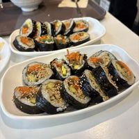 two types of kimbap   at Maru JaYeonSik Kimbap in Seoul