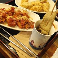 Soy chicken with dumpling and odeng at Maru JaYeonSik Kimbap in Seoul